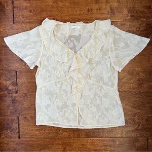 Ivory Ruffled Sheer Top romantic ethereal light academia